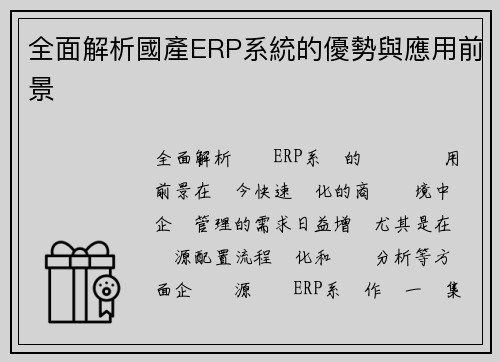 全面解析國產ERP系統的優勢與應用前景